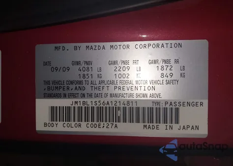 2010 Mazda Mazda3 S Sport из США, поврежденный, VIN JM1BL1S56A1214811